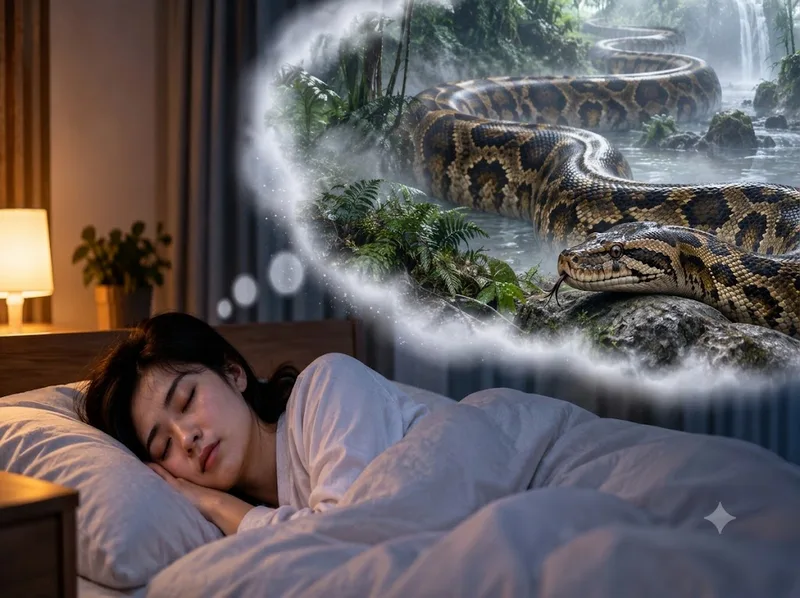 Mơ thấy trăn đuổi tạo cảm giác lo sợ, muốn chạy thoát.