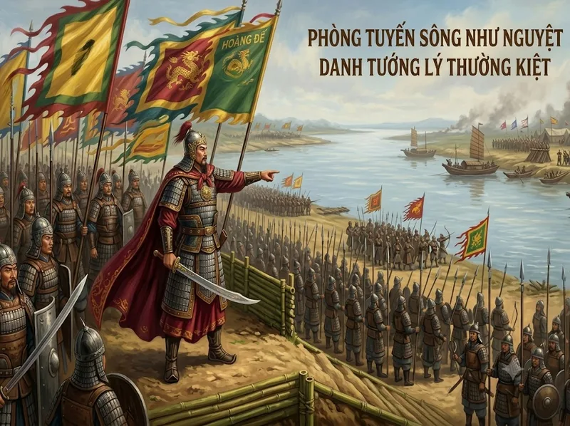 Lý Thường Kiệt chỉ huy quân Đại Việt chiến đấu trên sông Như Nguyệt năm 1077